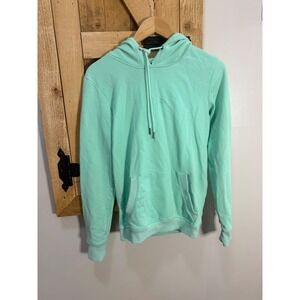 Kin Apparel Satin Lined Hoodie Mint Green Embroidered Logo Sweatshirt XS